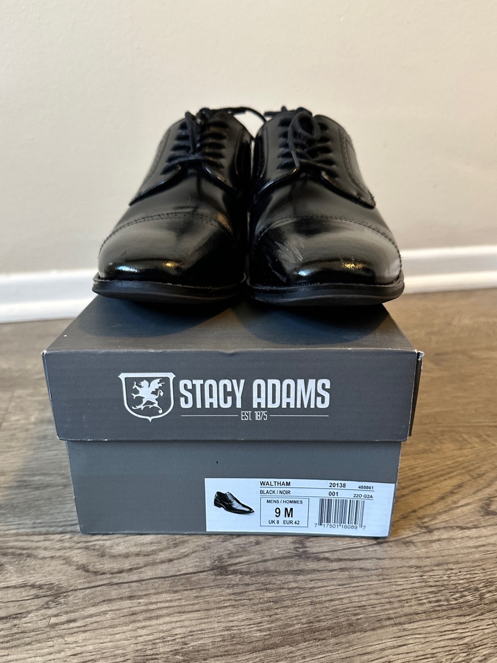 Stacy Adams Black Cap-Toe Oxford Dress Shoes